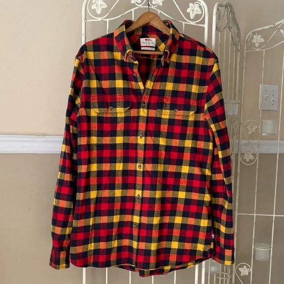 Fjallraven Red, Yellow & Black Plaid Button-Down Shirt - Picture 1 of 9